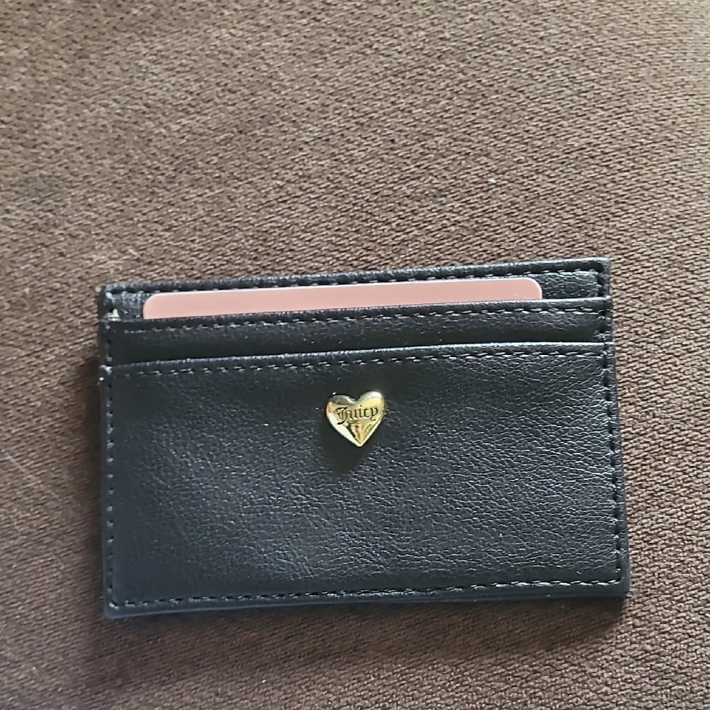 Juicy Couture Black Card Holder with Gold Heart